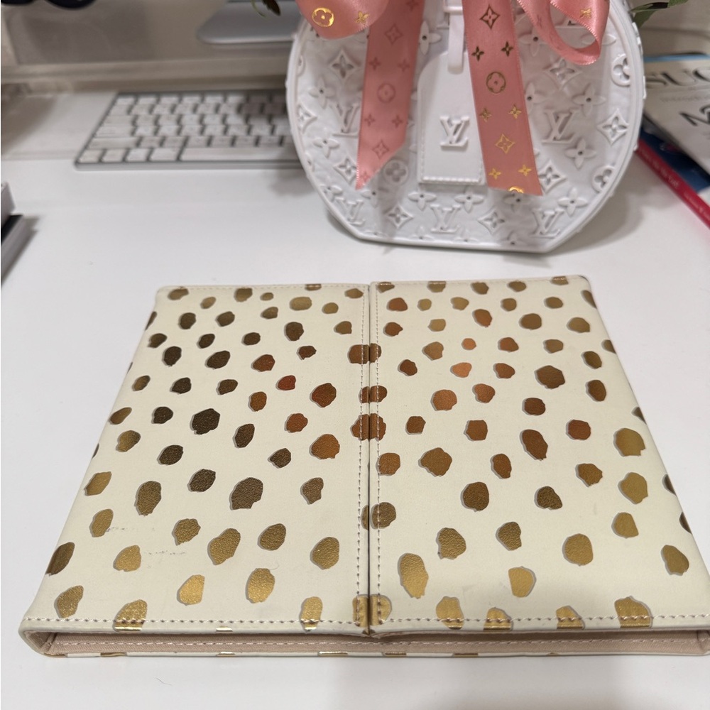 Gold Polka Dot White Clutch